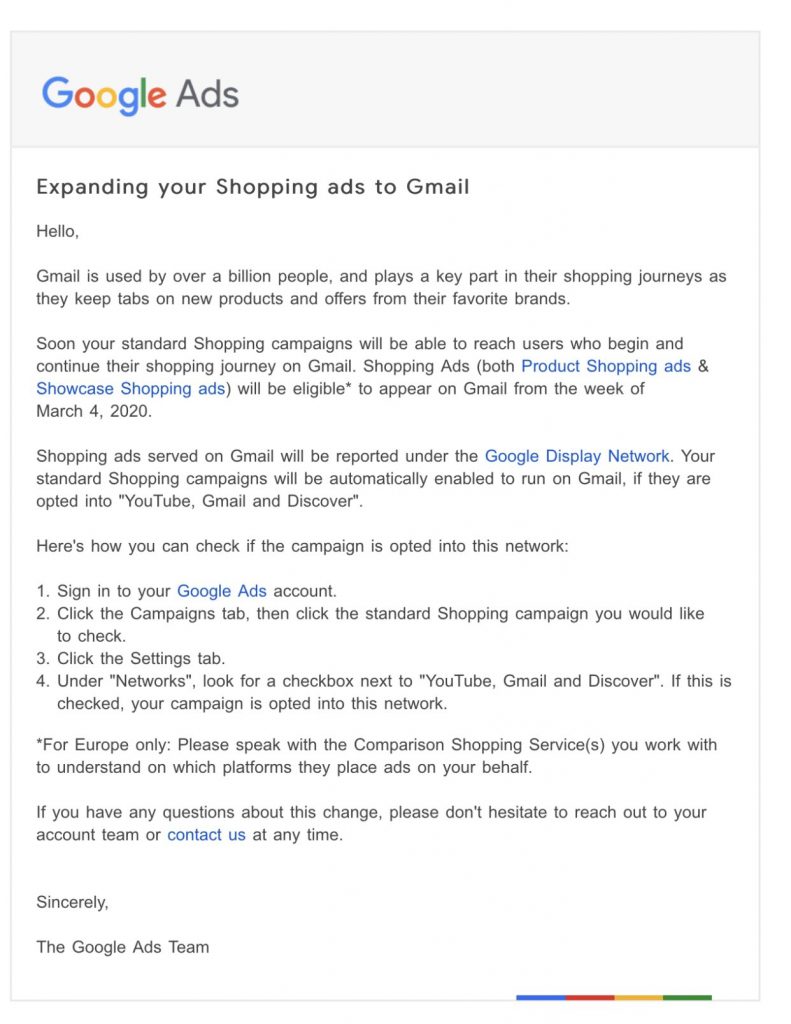 Google Shopping gmail